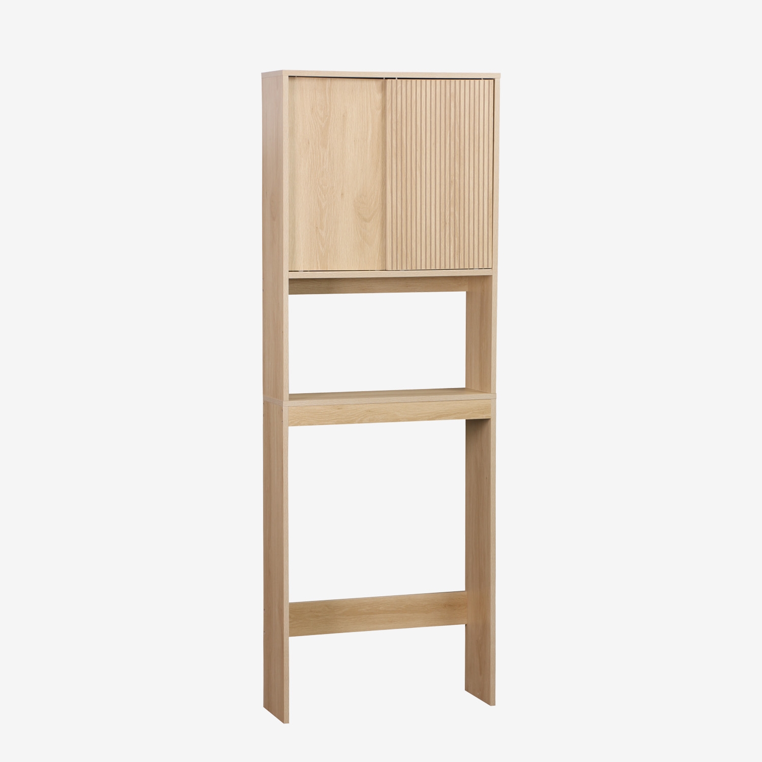 sweeek - Estantería / Mueble WC escandinavo decorado en madera , Linear , 64x20x180
