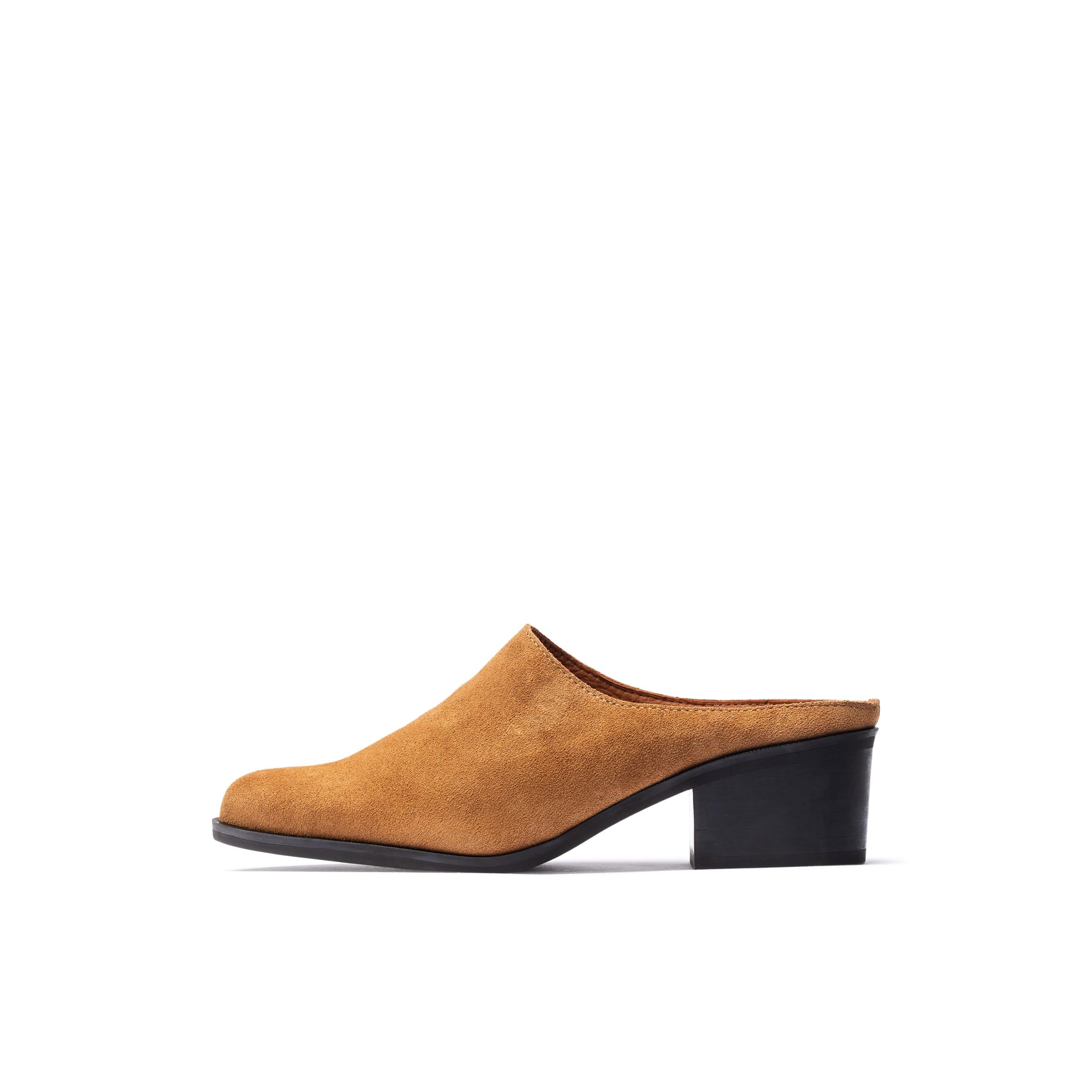 YOKONO Zueco tacón LAILA-004 MARRON | Zapatos mujer Otoño-Invierno | Piel vacuna  Serraje | 4 CM