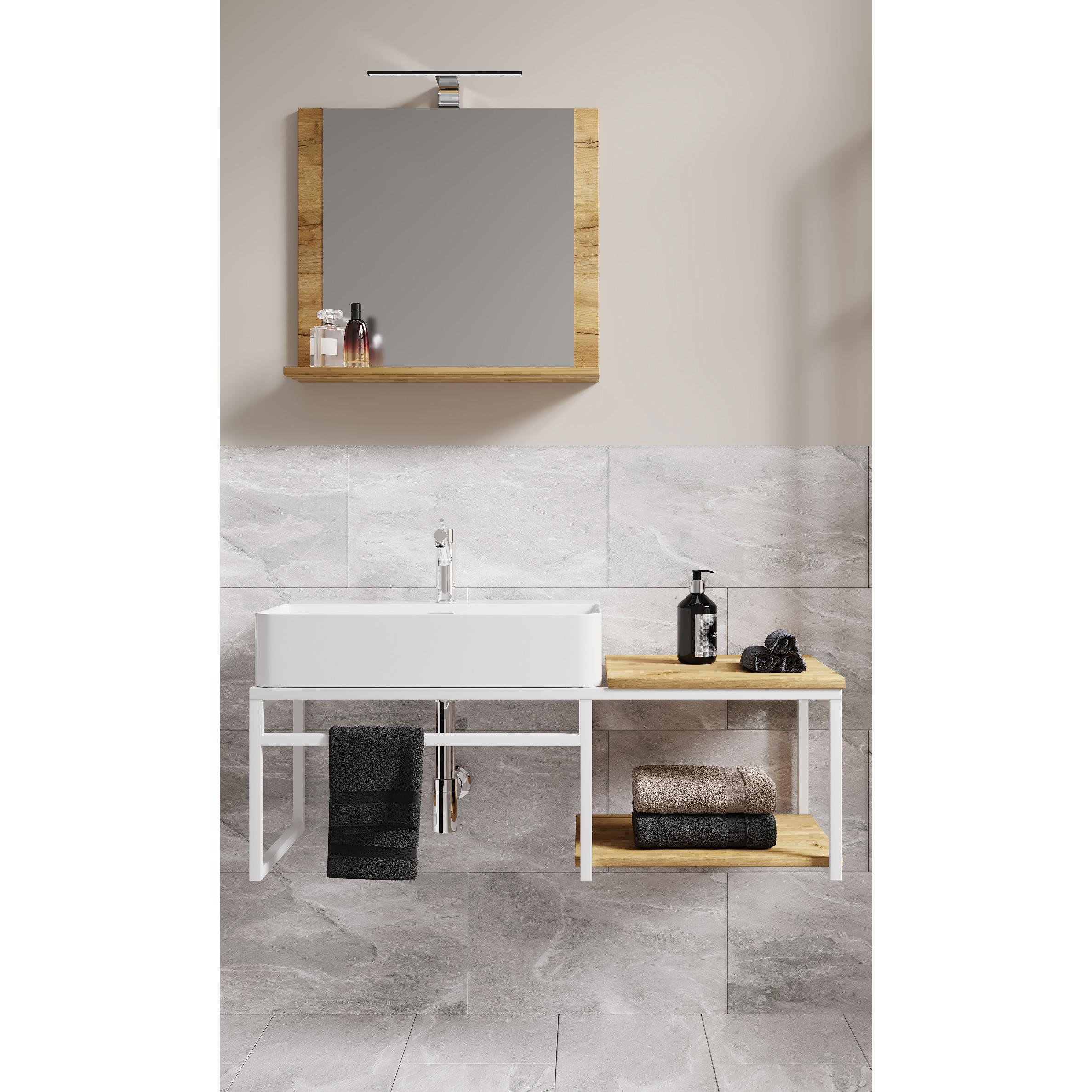 Mueble lavabo 3 piezas Conjunto mueble baño Lavabo madera metal estilo industrial Bitila 100 V2 Mueble lavabo 3 piezas Conjunto mueble baño Lavabo madera metal estilo industrial Bitila 100 V2