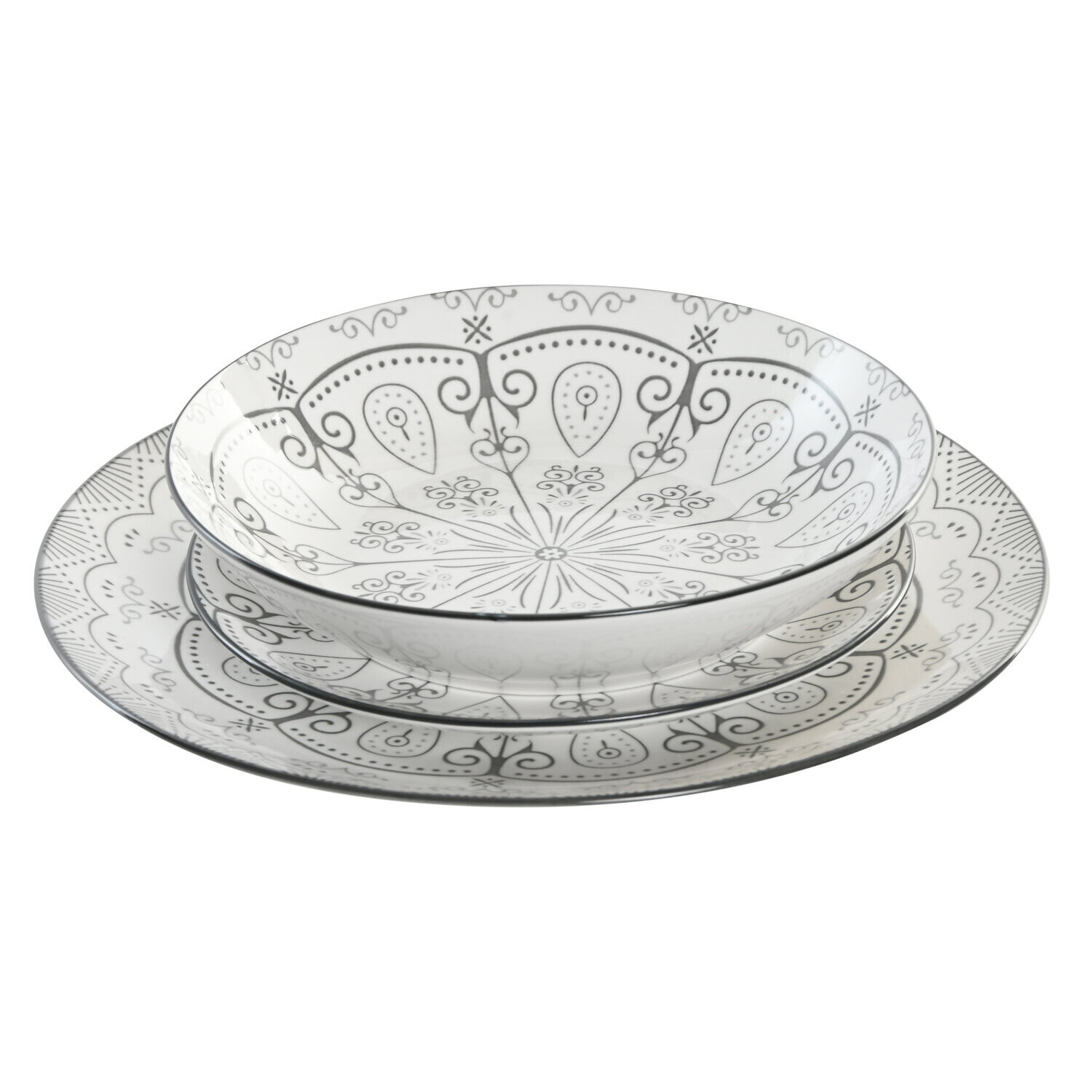 Vajilla set 18 porcelana 20x20x4 gris claro , La mejor decoración para tu hogar.