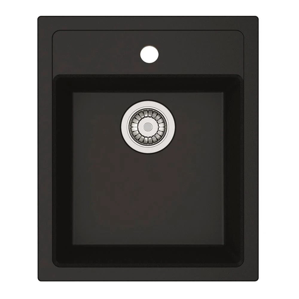 Mepamsa - Fregadero encastre resina 1 senos CUBO 43.53 negro para cocina, resistente y fácil de limpiar, diseño ergonómico