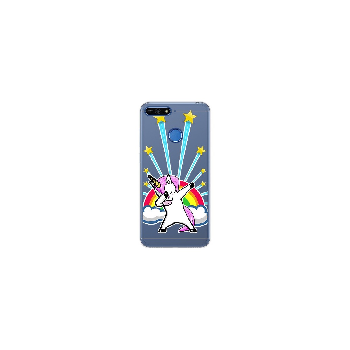 Tumundosmartphone Funda Gel Transparente para Huawei Honor 7A / Y6 2018 Diseño Unicornio Dibujos