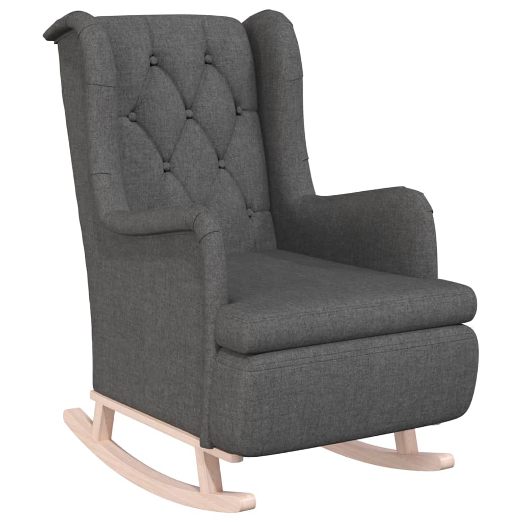 Vidaxl Sillón Mecedoras Madera Maciza Caucho Tela Gris Claro