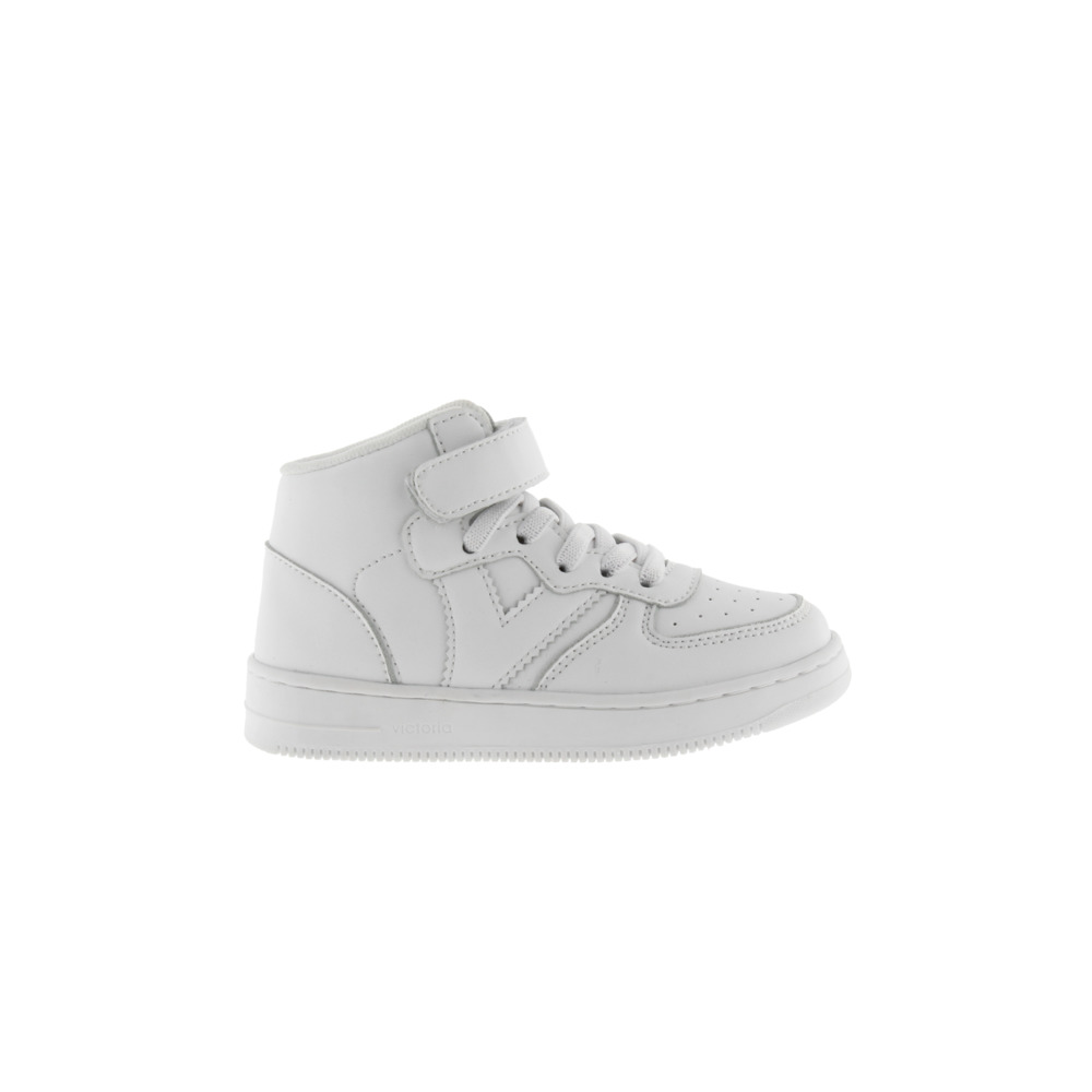 Victoria Tiempo Zapatillas abotinadas de efecto piel blanco monocromo con cordón elástico y tira adherente 1124107