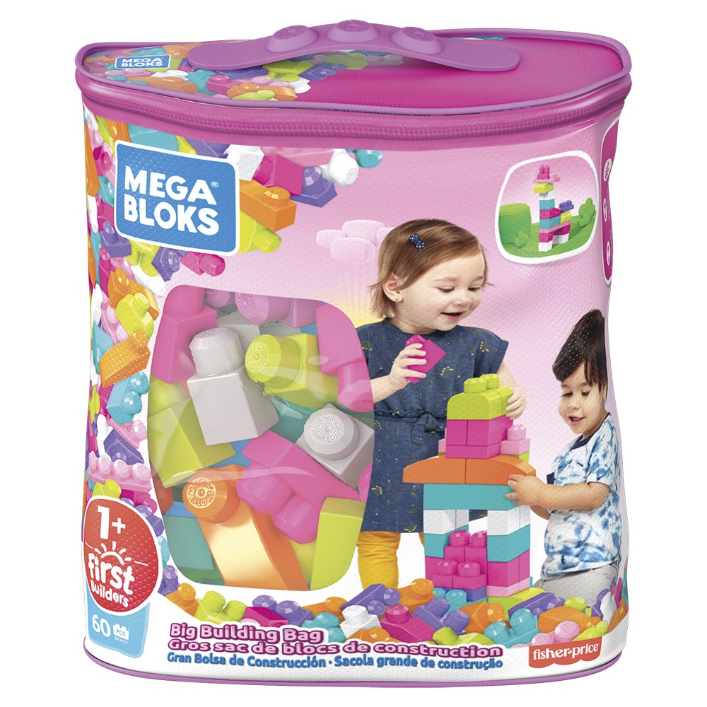 Mega Bloks Bolsa clásica con 60 bloques de construcción, juguetes bebés 1  año (Mattel DCH55)