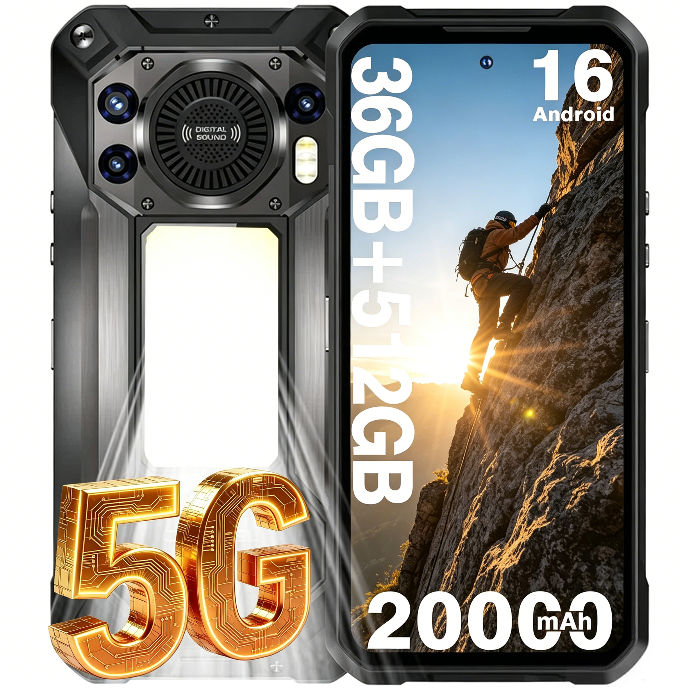 Teléfono OUKITEL WP61, Smartphone 5G, 6,78 pulgadas, 36GB+512GB, batería de 20000mAh, carga de 45W, cámara de 108MP, Android 16, NFC, procesador MTK Dimensity 7025