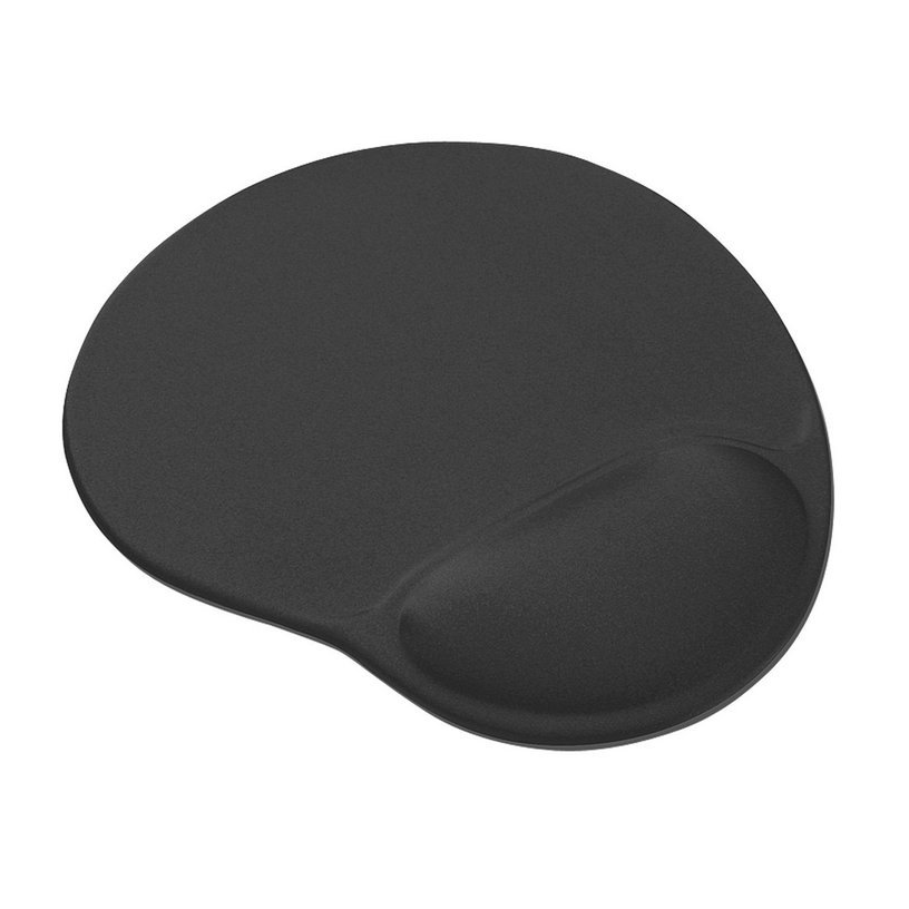 Trust Bigfoot Ergonomic Mouse Pad with Gel Wrist Support, Black - Features anti-slip base and soft microfiber surface for comfort, ideal for office and gaming use, enhancing control and stability.