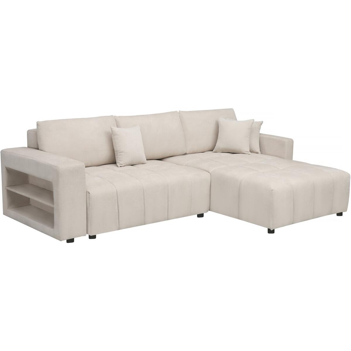 Habitat y Jardin - Sofá cama esquinero 3 plazas en tejido de chenilla - "Trocadero" - Beige