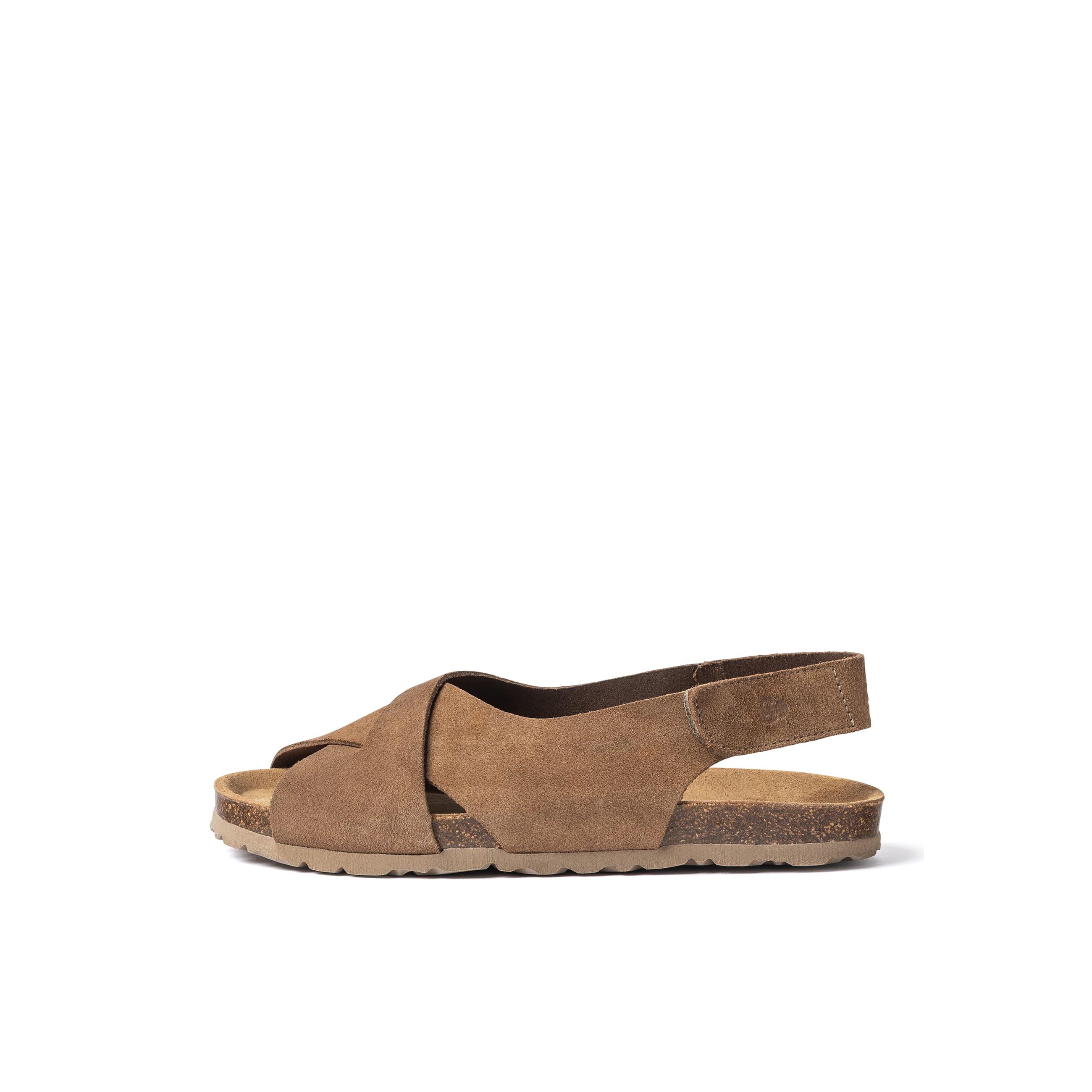 YOKONO sandalia plana VILLA-175 MARRON | Zapatos mujer Primavera-Verano | Piel vacuna  Serraje | 2 CM