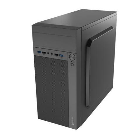 Natec - Caja de CPU NPC-2038 Helix Micro ATX para PC, fabricada en ABS y metal, con 5 bahías 2.5'', 3 puertos 3.5'' y ventilación optimizada 120 mm frontal/lateral