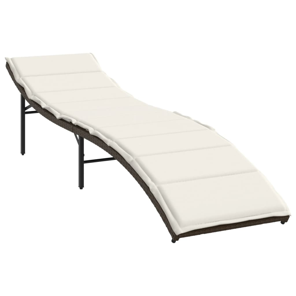 vidaXL Tumbona con cojín ratán sintético marrón 55x199x50 cm