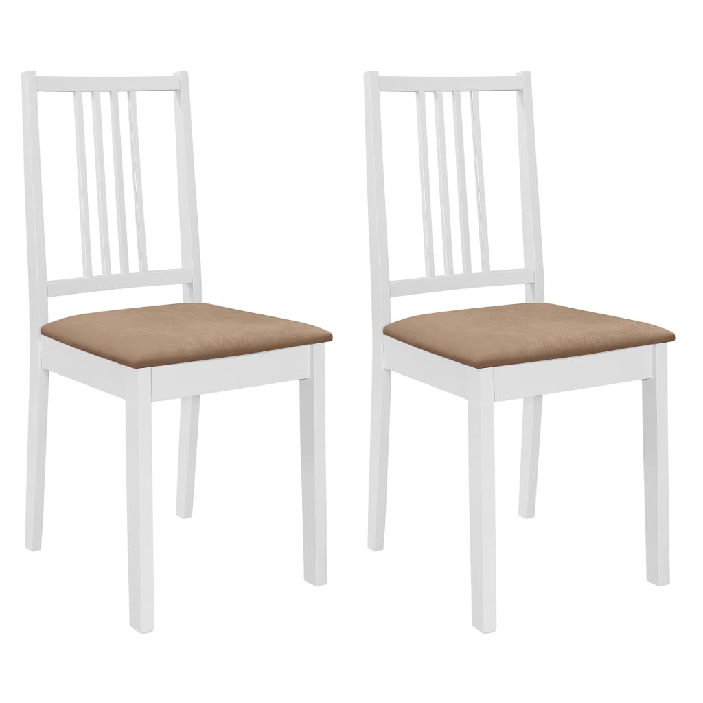 vidaXL Sillas de comedor con cojines 2 unidades madera maciza blancas