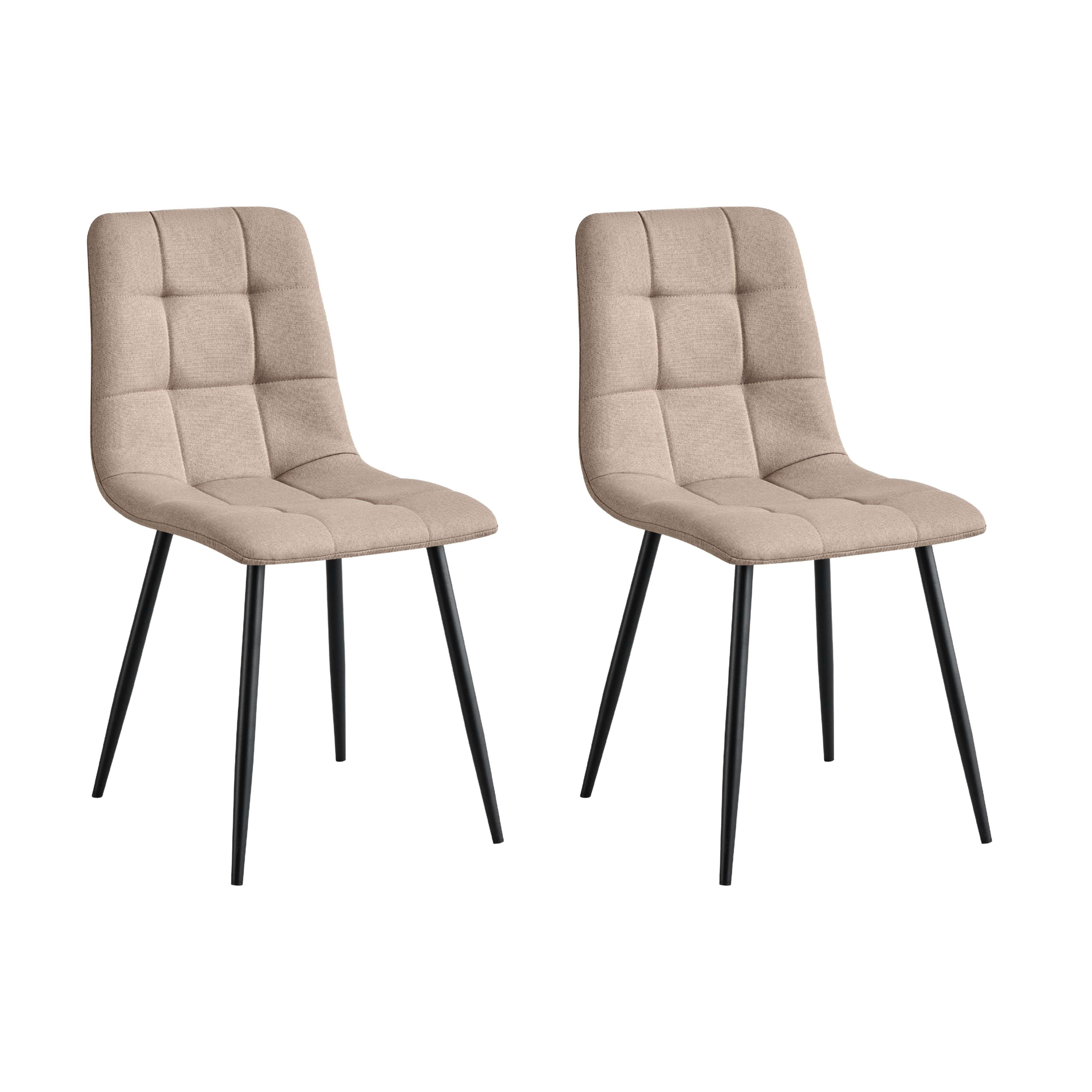 Miroytengo Pack Sillas Comedor Raf, Sillas de Salón Tapizados Tela Marrón Claro 43x85x48 cm