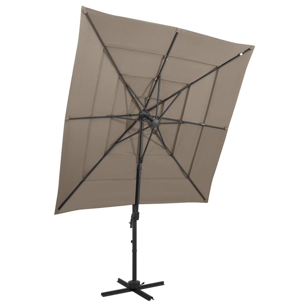 vidaXL Sombrilla de jardín 4 niveles palo de aluminio taupe 250x250 cm