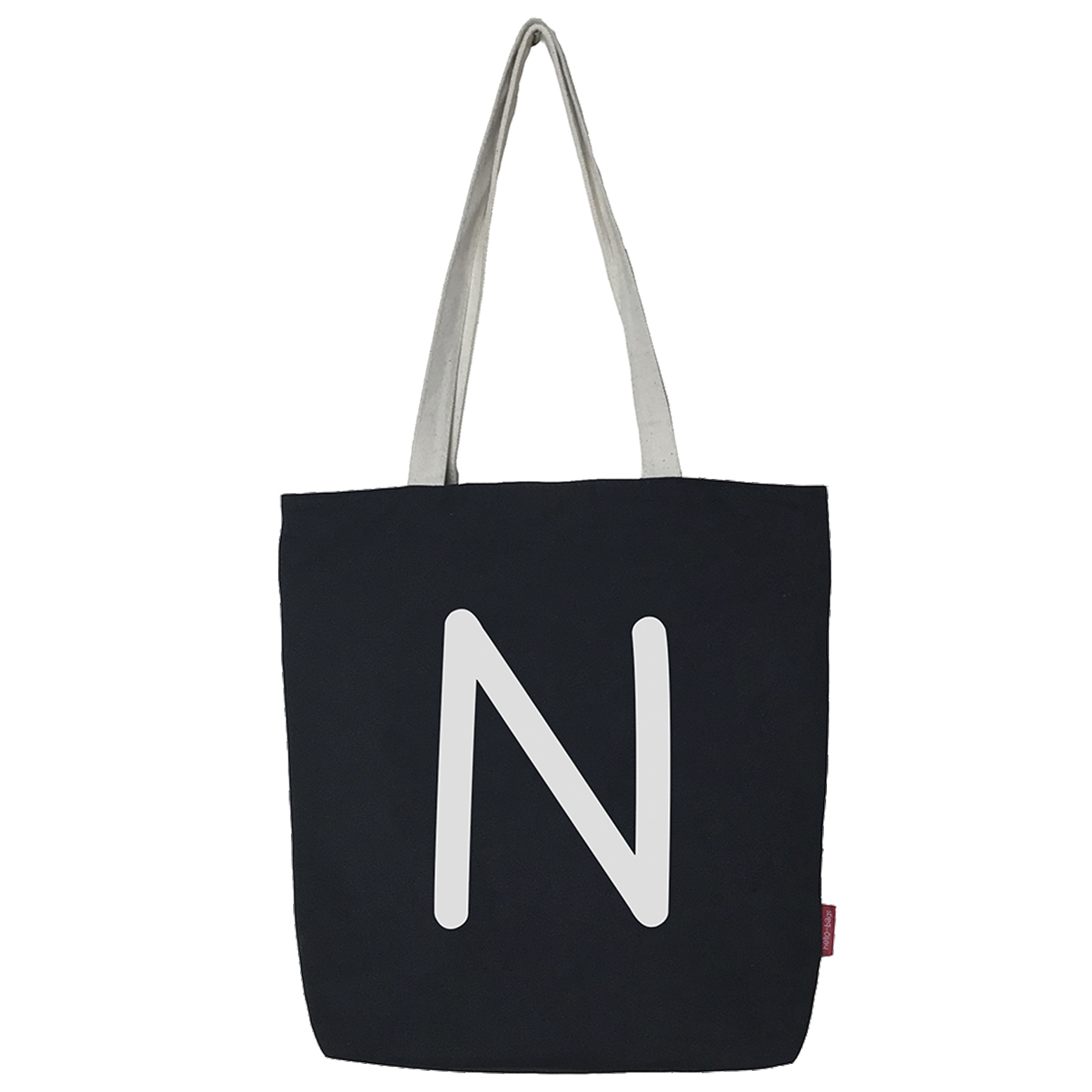Hello-Bags. Bolso tote bag con cremallera, forro y bolsillo interior. Exterior: Algodón 100%. Incluye sobre kraft de regalo. Modelo N. Color: Crudo / Negro. Medidas: 37x38 cm.