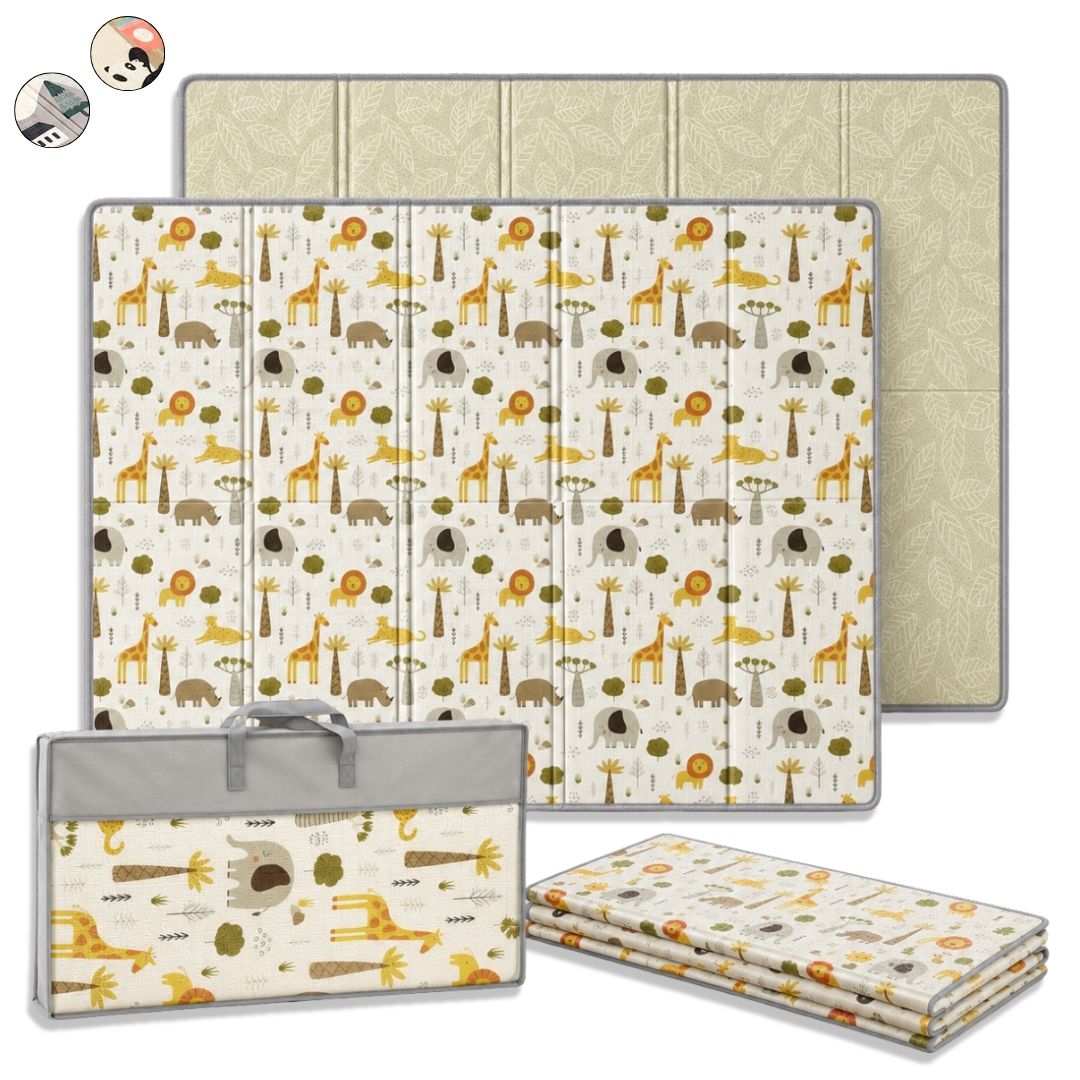 BATHBY Alfombra Bebé Plegable  Impermeable Acolchada 1cm Reversible con Números y Letras para Gatear y Jugar