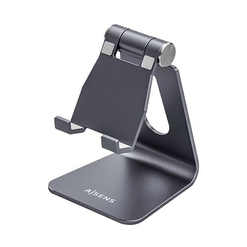 CABLEPELADO Soporte de sobremesa para teléfono y Tablet | Soporte de Mesa móvil | Ajustable | aleación de Aluminio | Universal | Rotación de 270 Grados | Coloca móvil en Horizontal o Vertical |Gris