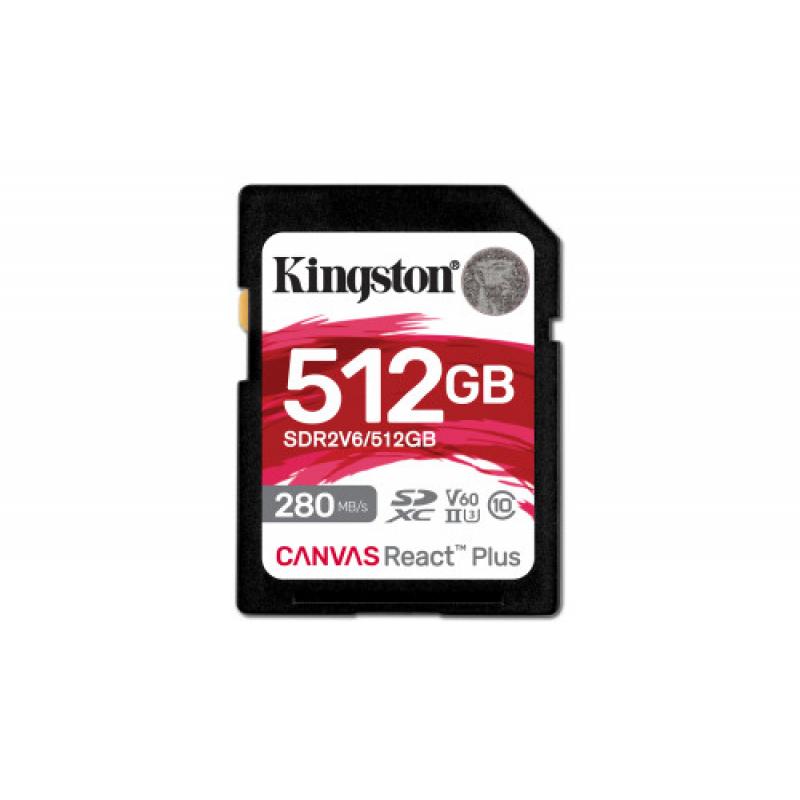 Memoria Flash Kingston Canvas React Plus, 512GB, SD UHS-II Clase 10