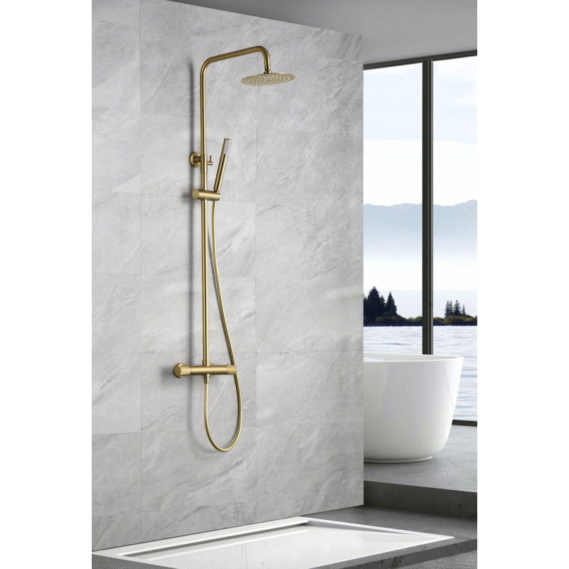 Imex Line BTD038/OC Conjunto de ducha termostática de acero inoxidable acabado oro cepillado