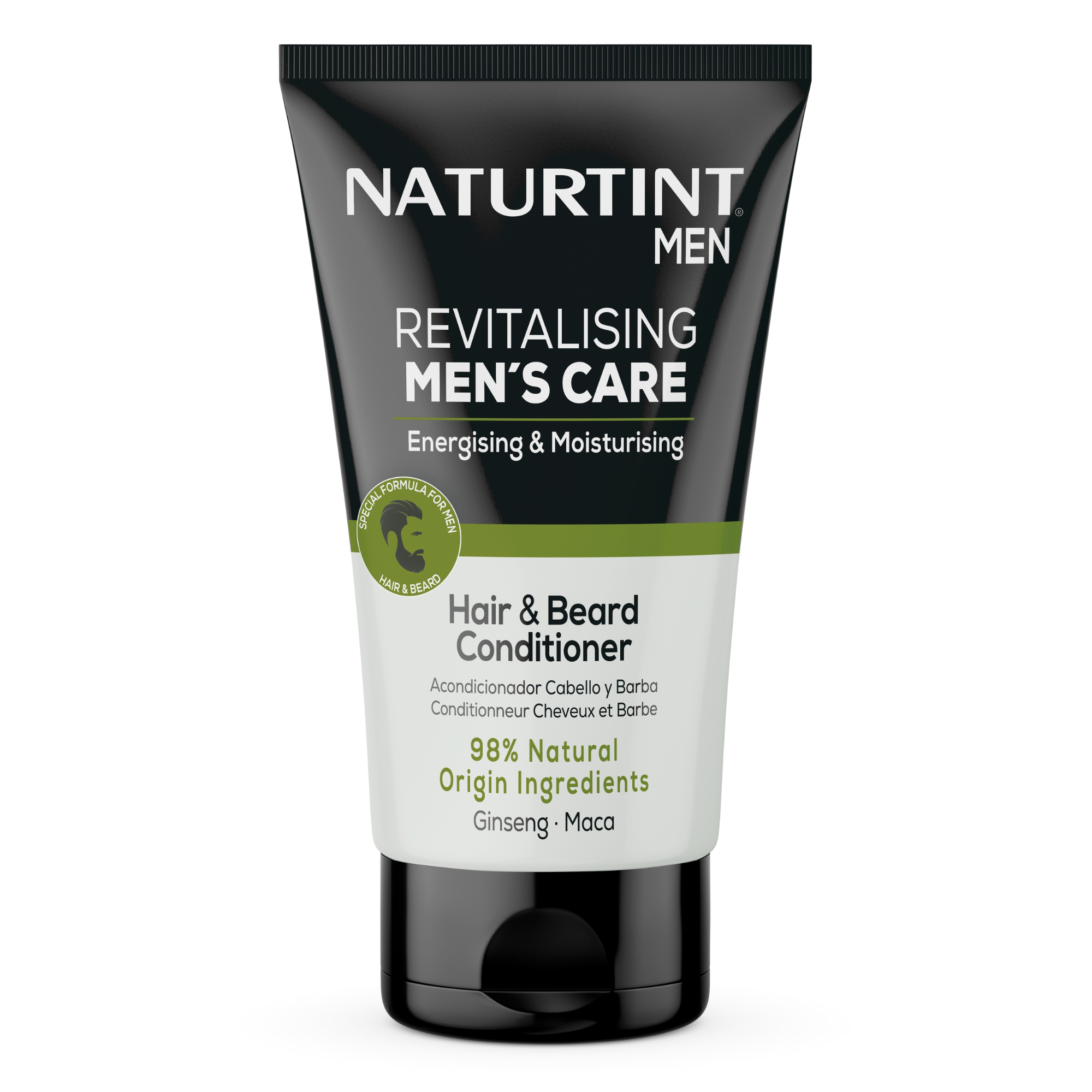 Naturtint Men Acondicionador para Cabello y Barba | Nutre, Hidrata y Revitaliza | 98% Ingredientes Naturales | Con Ginseng y Maca | 150 ml
