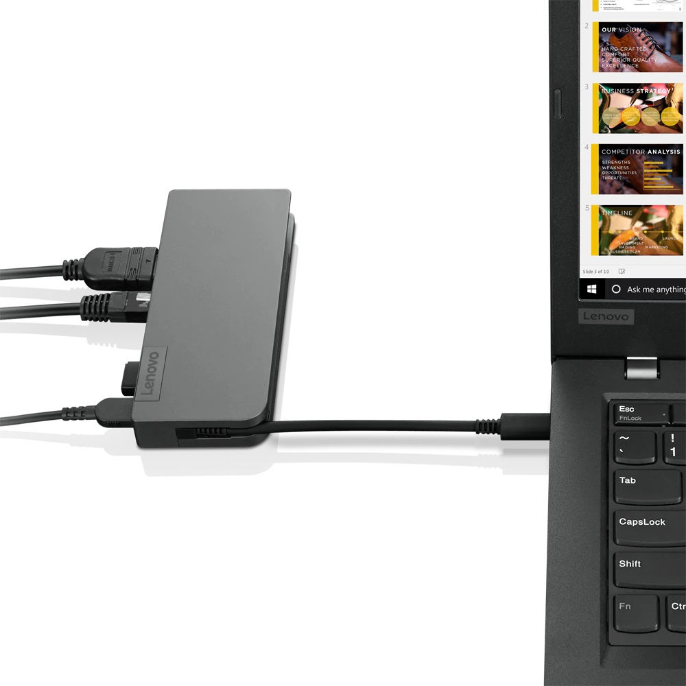 Docking lenovo traveler usb-c a hdmi usb3.0 usb2.0 rj45 vga y powered usb-c