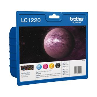 Brother - Cartucho de tinta LC-1220VALBP paquete de 4 (negro, cian, magenta, amarillo) para impresoras DCP-J525W, DCP-J725DW, MFC-J430W y más