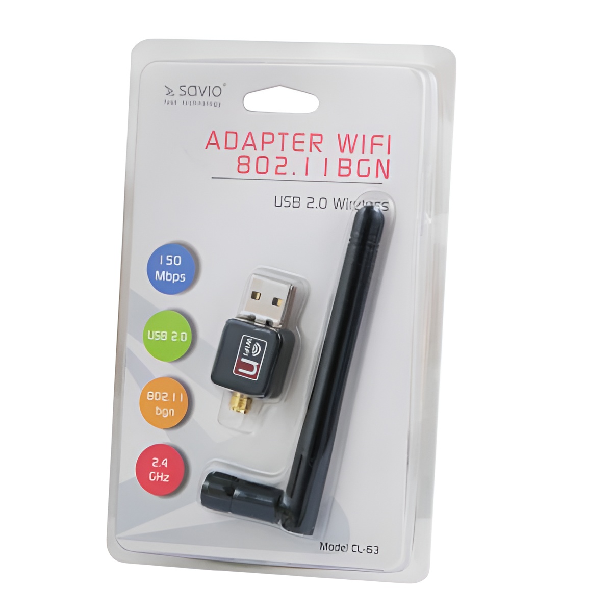Savio Adaptador Wifi USB Inalámbrico CL-63 de Alta Velocidad