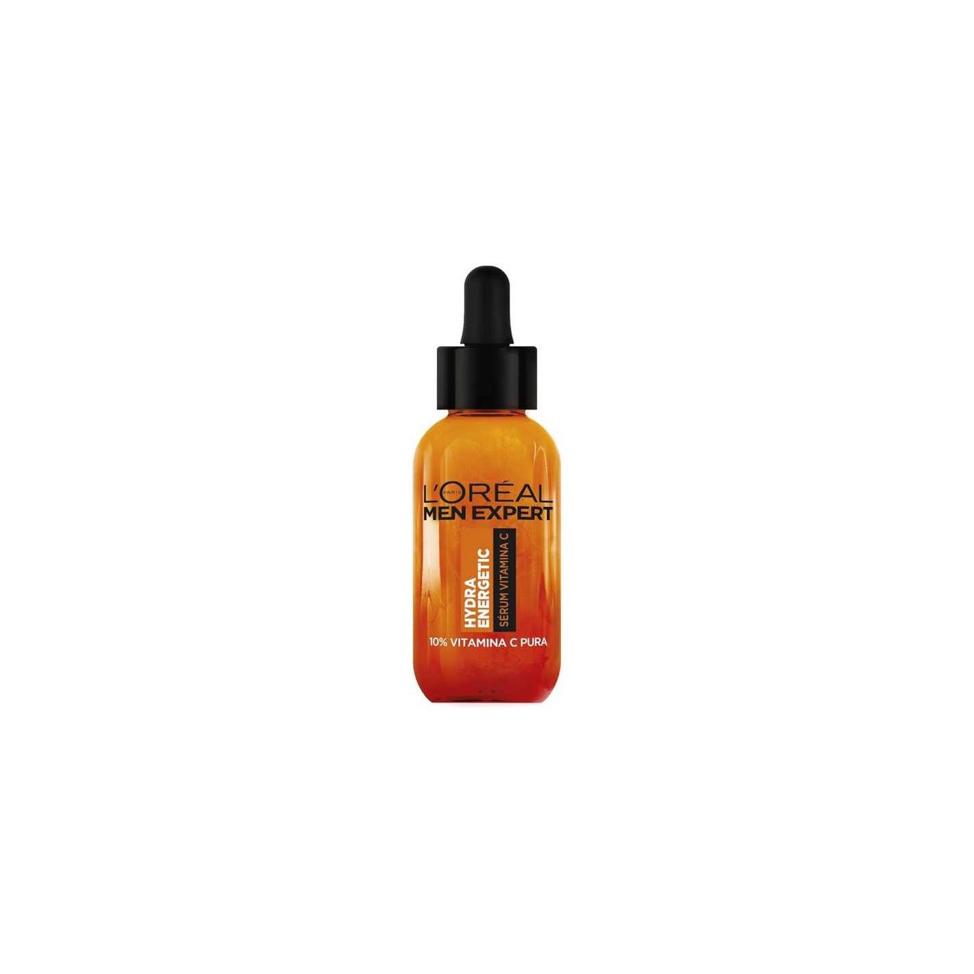 Expertise Men - Sérum facial Hydraenergetic con vitamina C para hombre, hidratante y antioxidante, ideal para cuidado facial diario y prevención de signos de fatiga cutánea