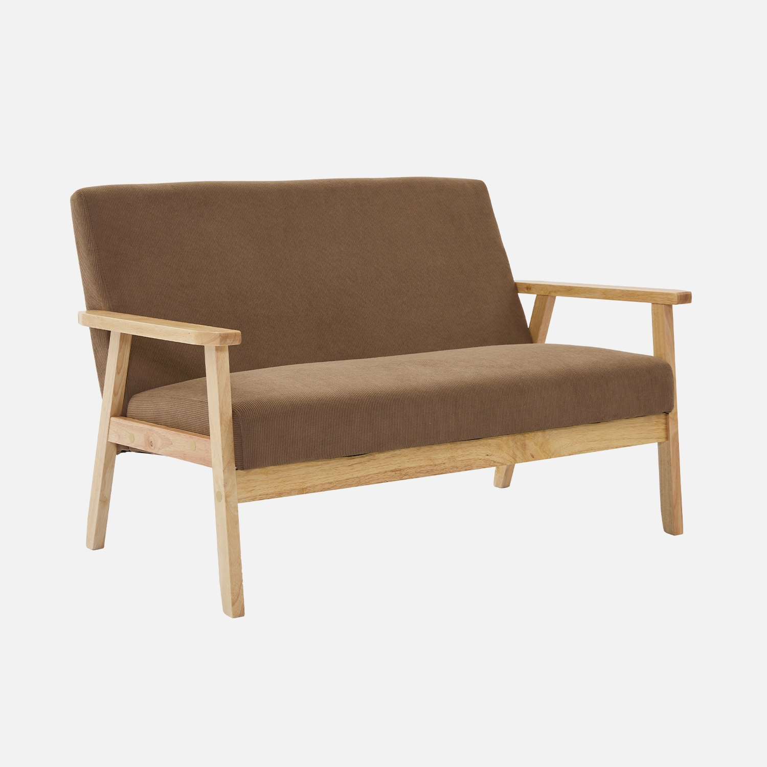 sweeek - Sofá-banco de pana con patas de madera,  2 plazas , Isak pana , 114x69x73