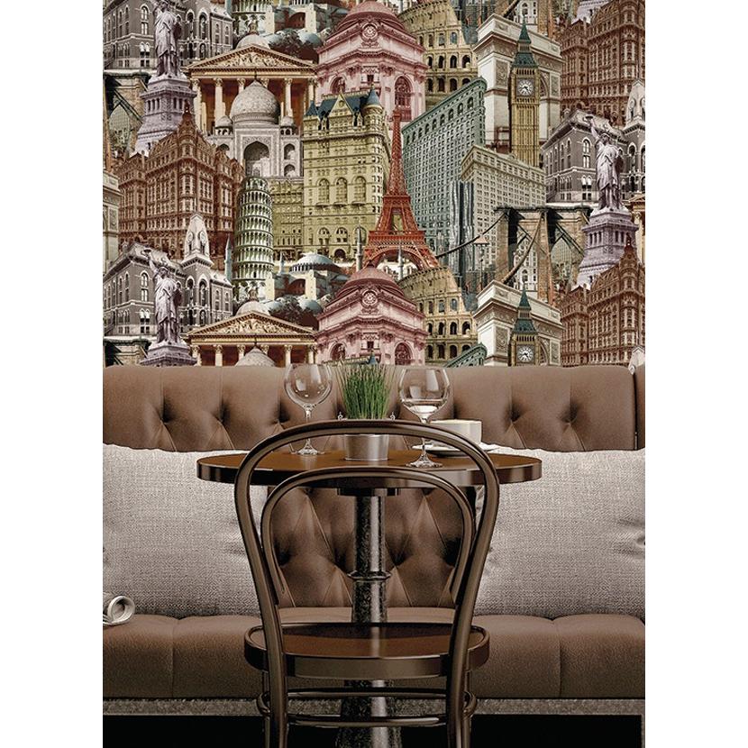 Papel pintado vinílico lavable de monumentos y edificios de ciudades famosas - Memorial Streets 676326 de GAULAN - Rollo de 10 m x 1,06 m