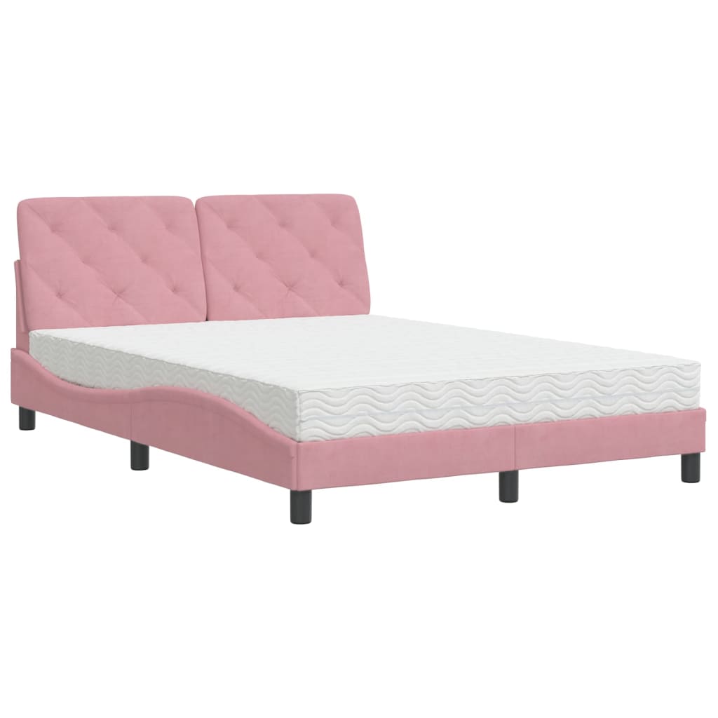 vidaXL Cama con colchón terciopelo rosa 120x200 cm