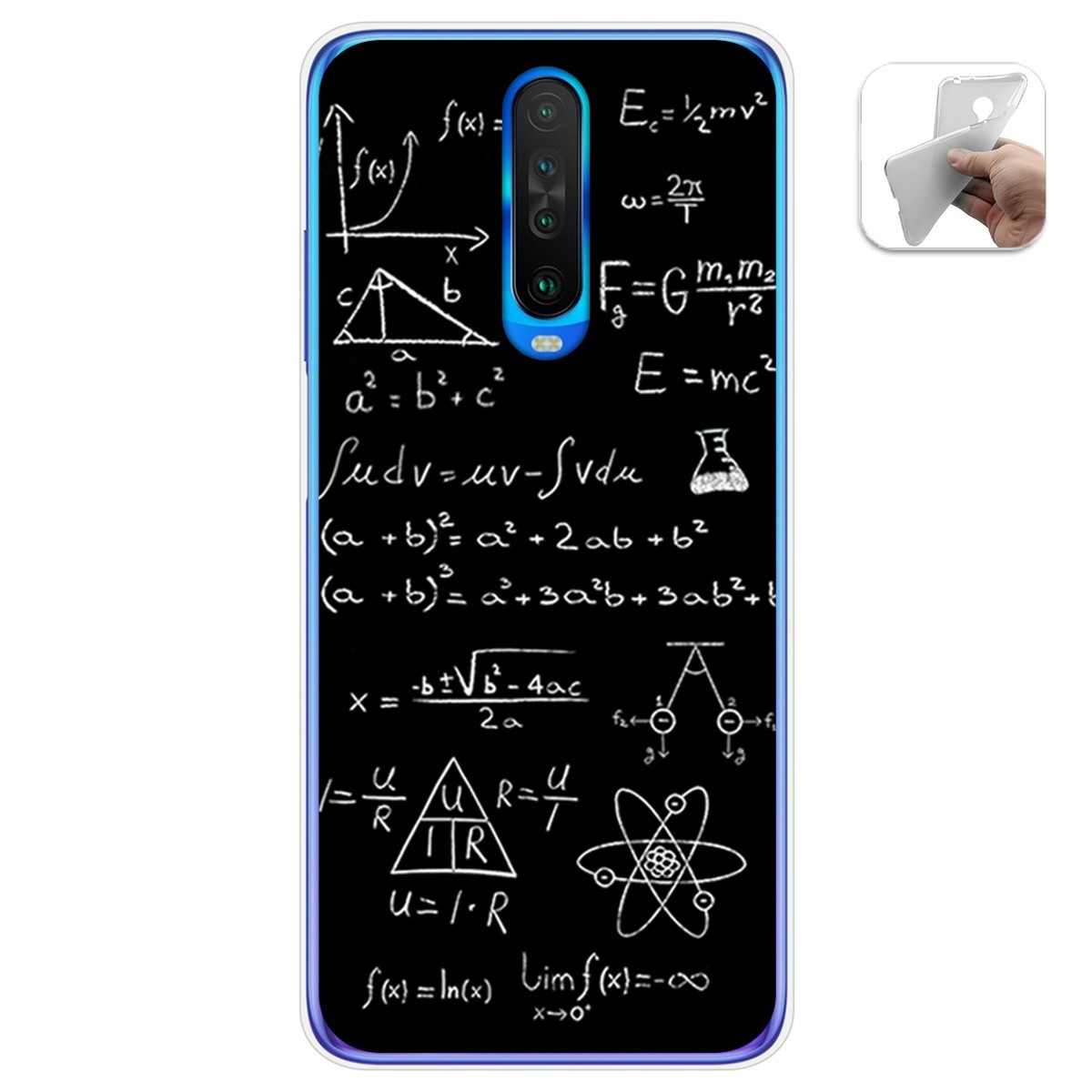 Tumundosmartphone Funda Gel Tpu para Xiaomi Pocophone POCO X2 diseño Formulas Dibujos