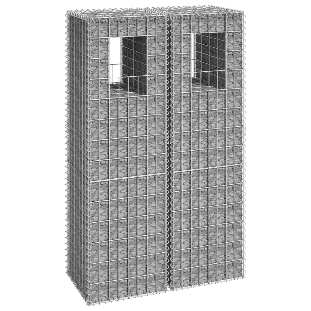 vidaXL Cestas Postes de Gaviones Hierro Patio Jardín Jardinera (2 unidades) Dimensiones 40 x 40 x 60 cm,  40 x 40 x 100 cm,  50 x 50 x 60 cm y mas