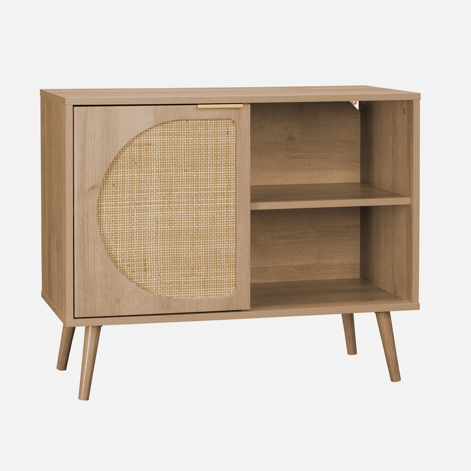 sweeek - Aparador estilo escandinavo con madera redondeada, 80cm , Eva , 80x39x65