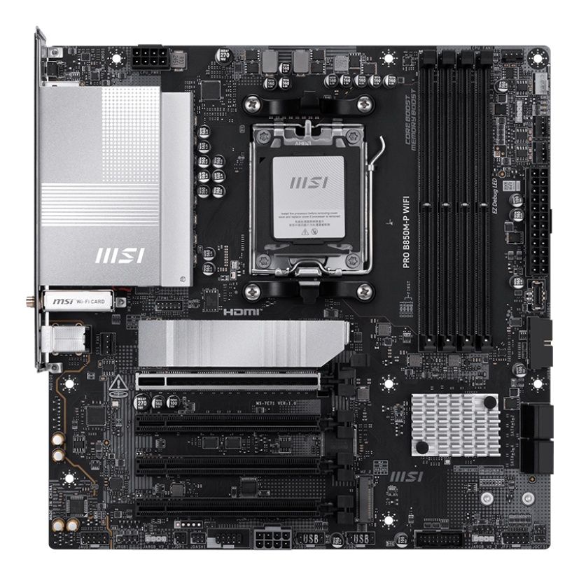 MSI - Placa base PRO B850M-P WIFI para procesadores AMD Ryzen 7000/8000/9000 con zócalo AM5, DDR5 hasta 256 GB y Wi-Fi 7