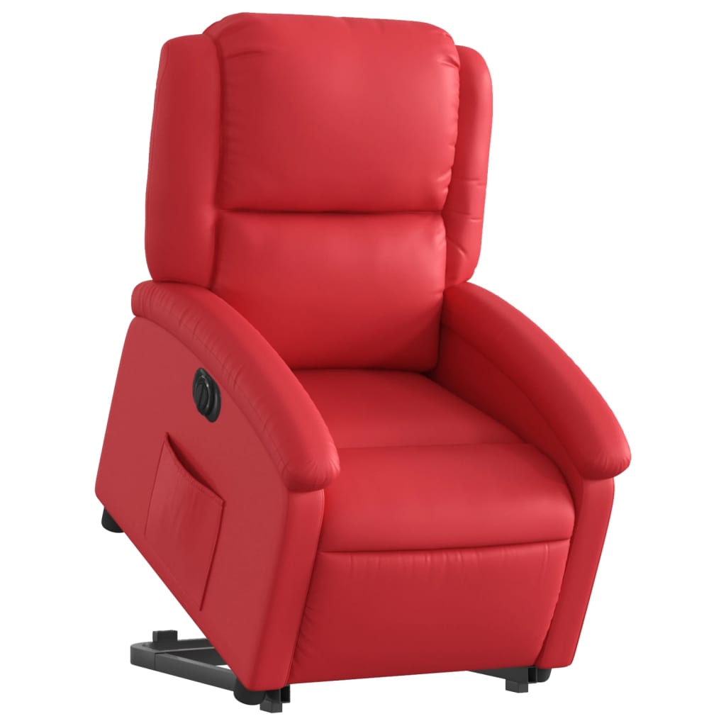 vidaXL Sillón elevable eléctrico cuero artificial rojo