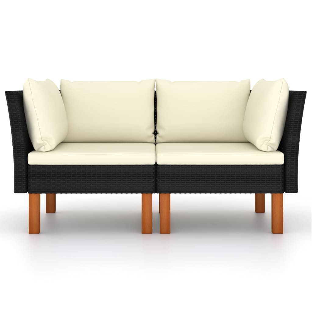 Vidaxl Sofás de Esquina 2 Uds Ratán Sintético y Madera de Eucalipto Gris | Conjunto Terraza Muebles Jardín
