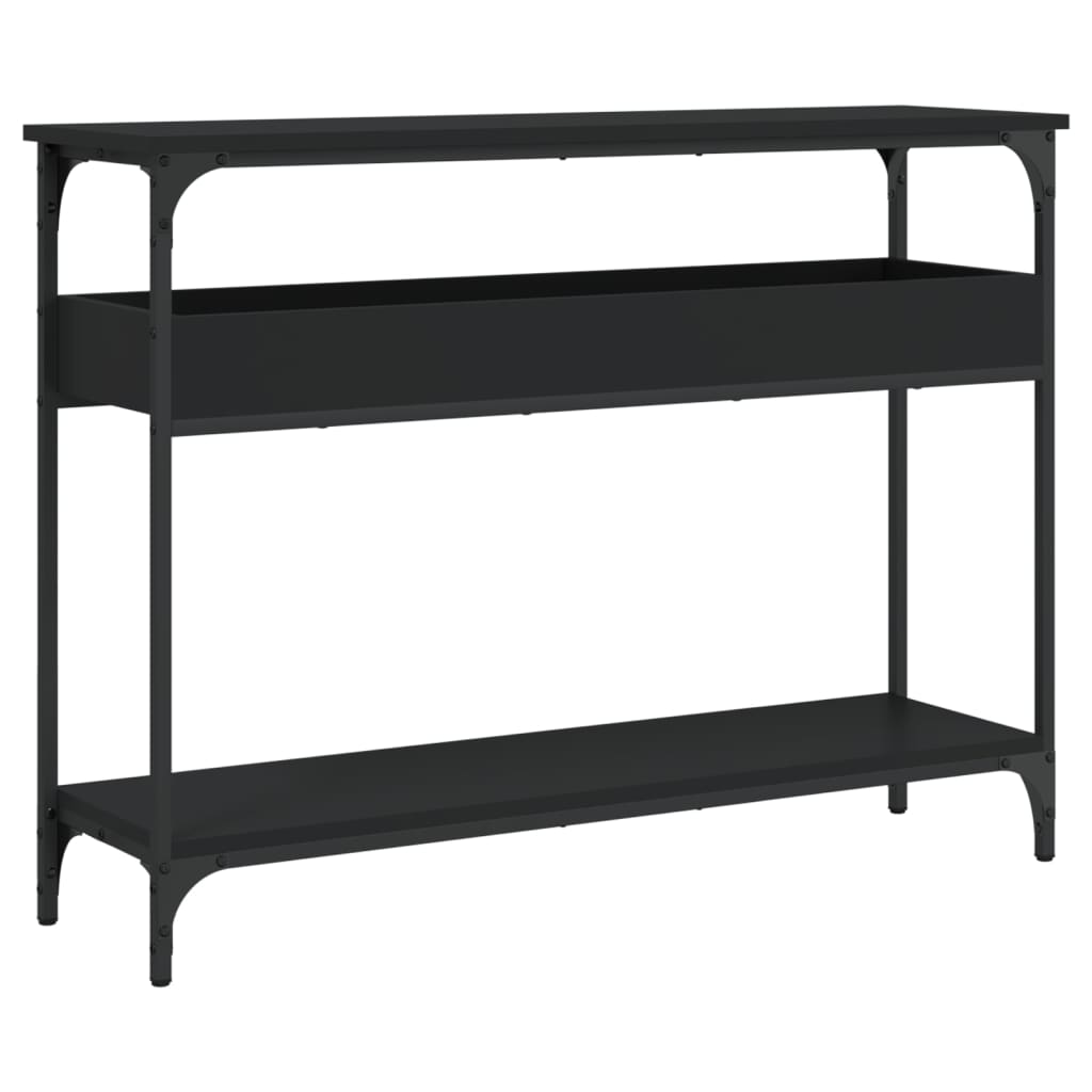 Vidaxl Mesa Consola con Estante Madera Ingeniería Negra 100x29x75 Cm