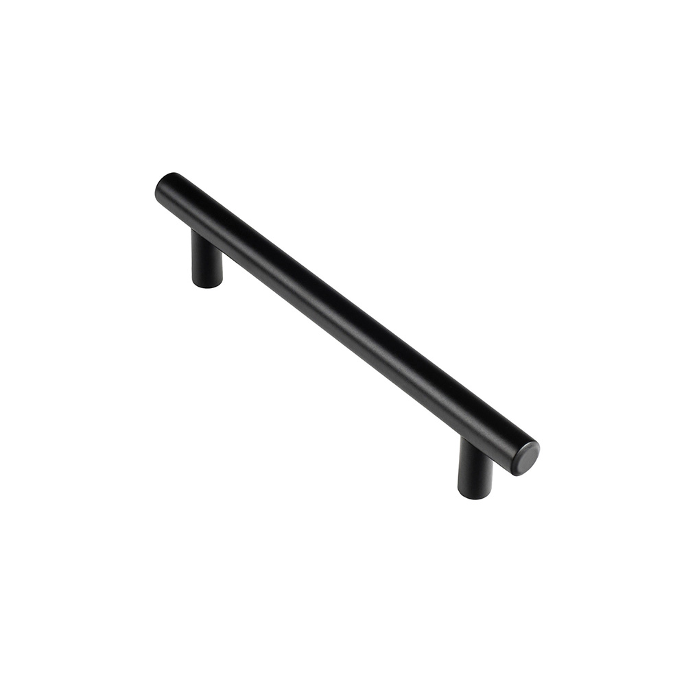 Blister con 4 tiradores de mueble tipo asa fabricado en acero inoxidable acabado negro mate mod.891h entrepuntos 128mm rei