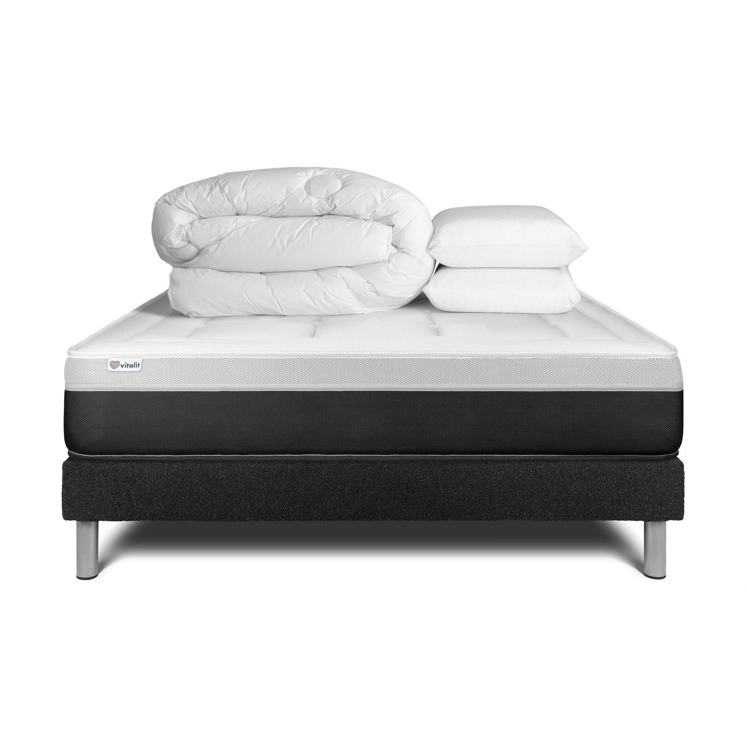 Pack cama completa - Colchón 140x200cm + Somier con láminas (kit) + 2 almohadas + Edredón - Vital Form