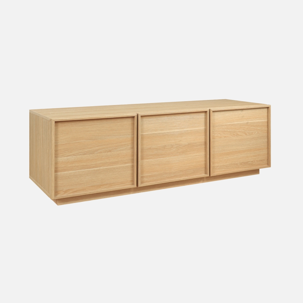 sweeek - Mueble de TV con decoración de madera y 3 puertas, 140cm , Kuba , 140x43x45