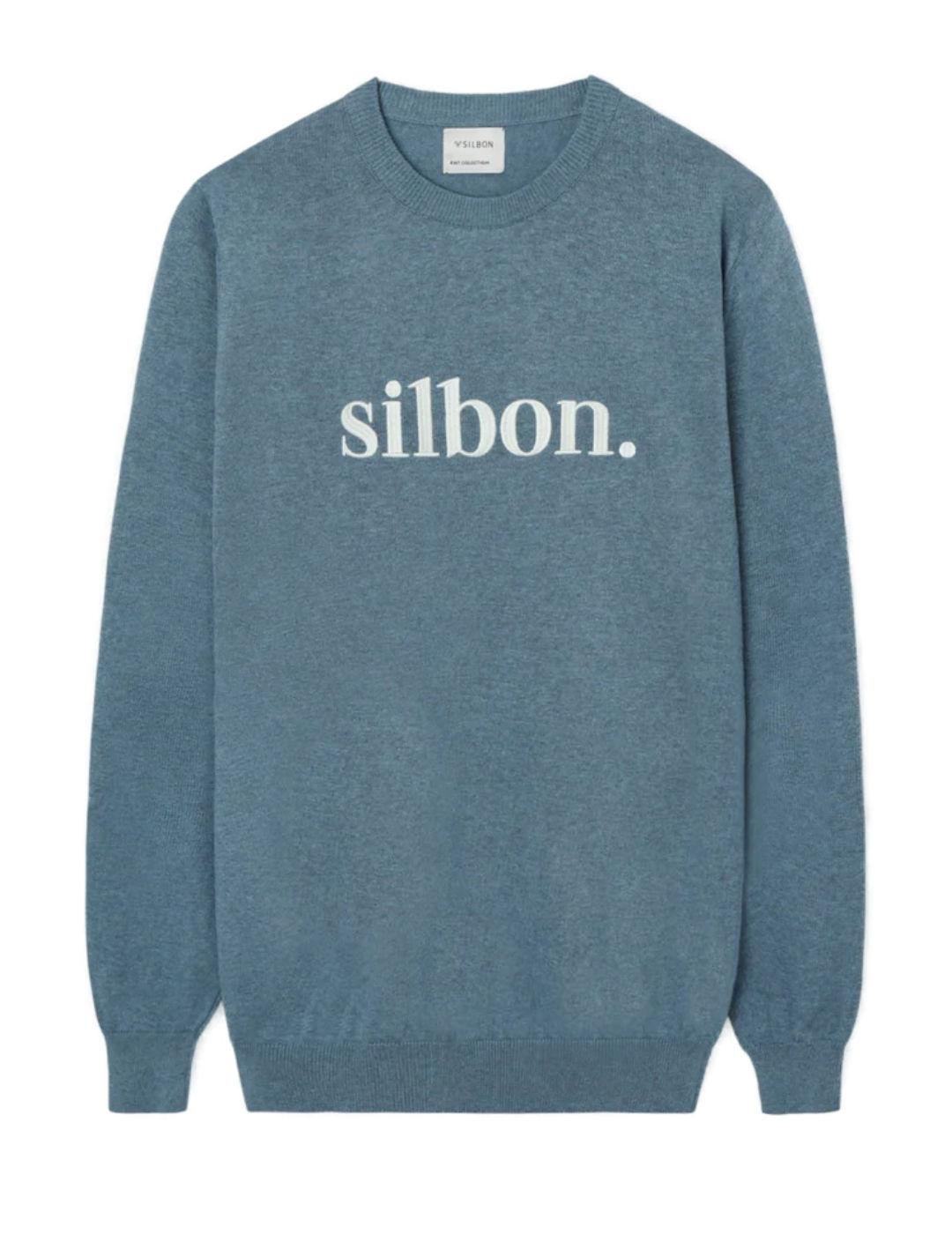 Jersey punto fino Silbon medio cuello caja verde de hombre