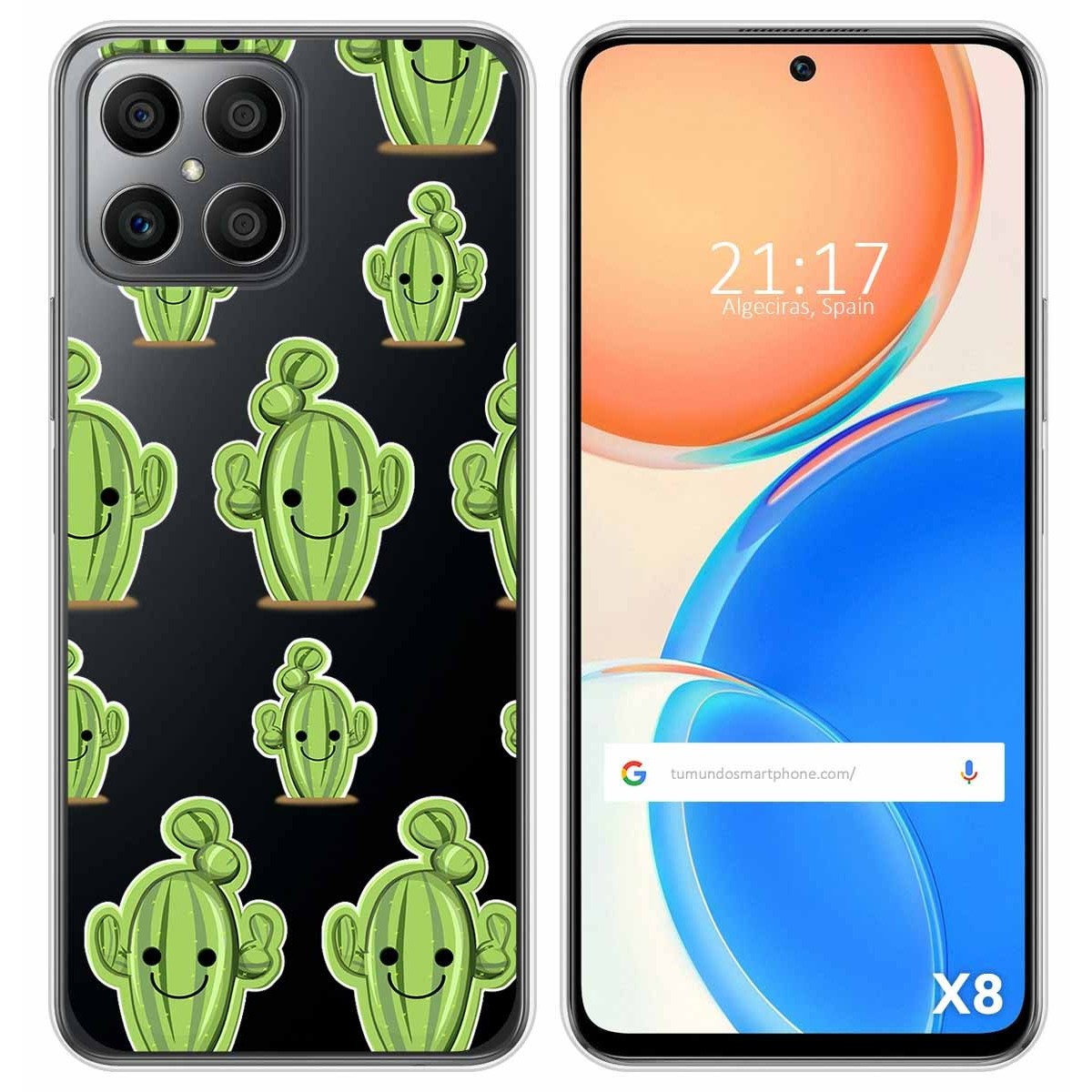 Funda Silicona Transparente para Huawei Honor X8 diseño Cactus Dibujos
