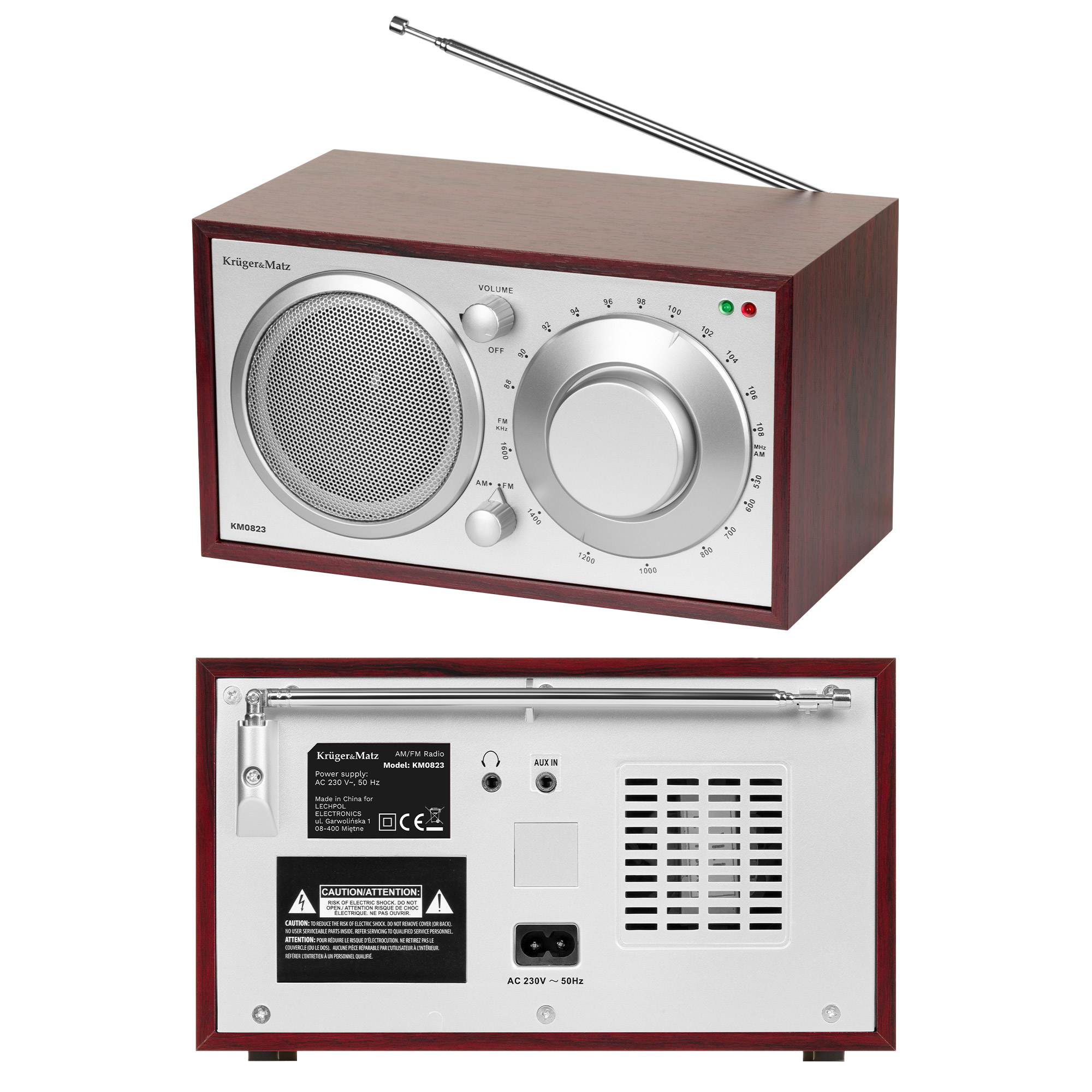 Radio de cocina FM/AM Kruger&Matz, altavoz potente, conector AUX de 3,5 mm