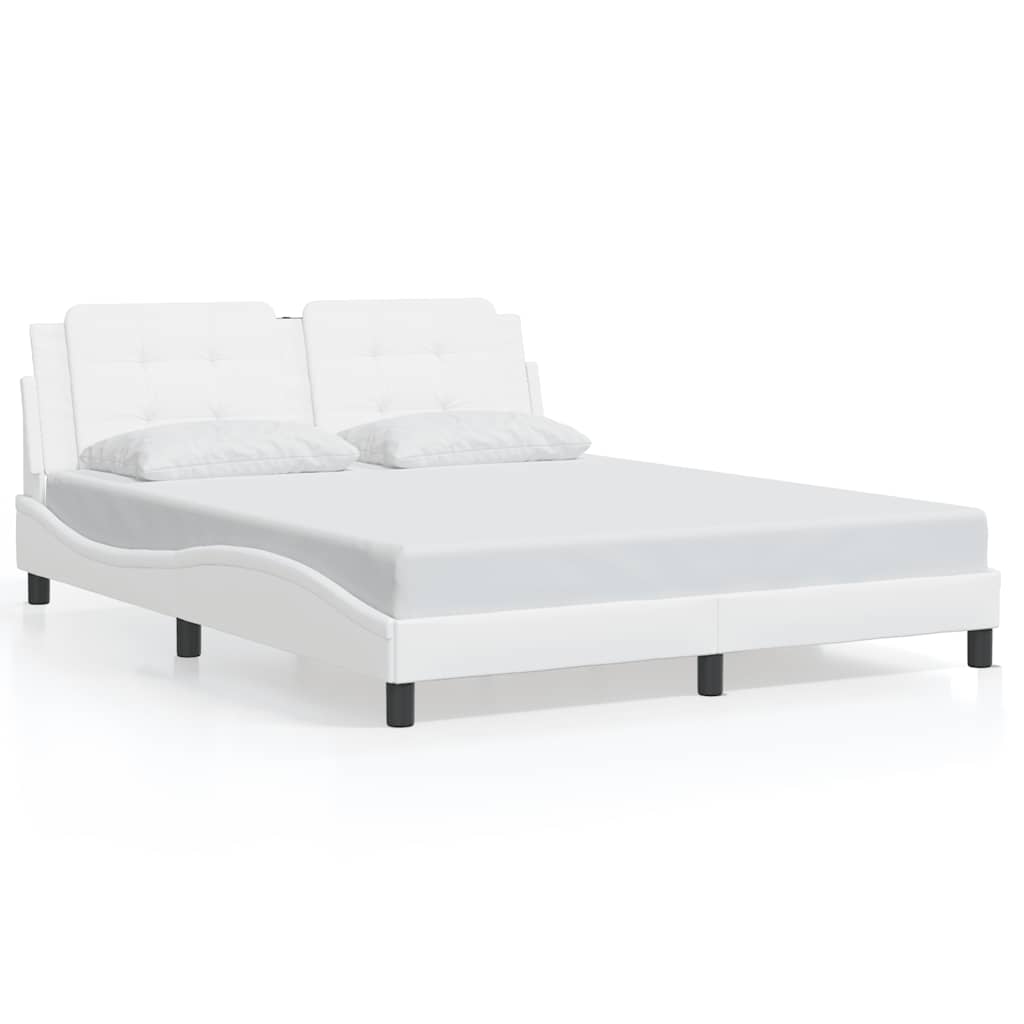 vidaXL Estructura de cama sin colchón Zadar cuero sintético blanco 160x200cm