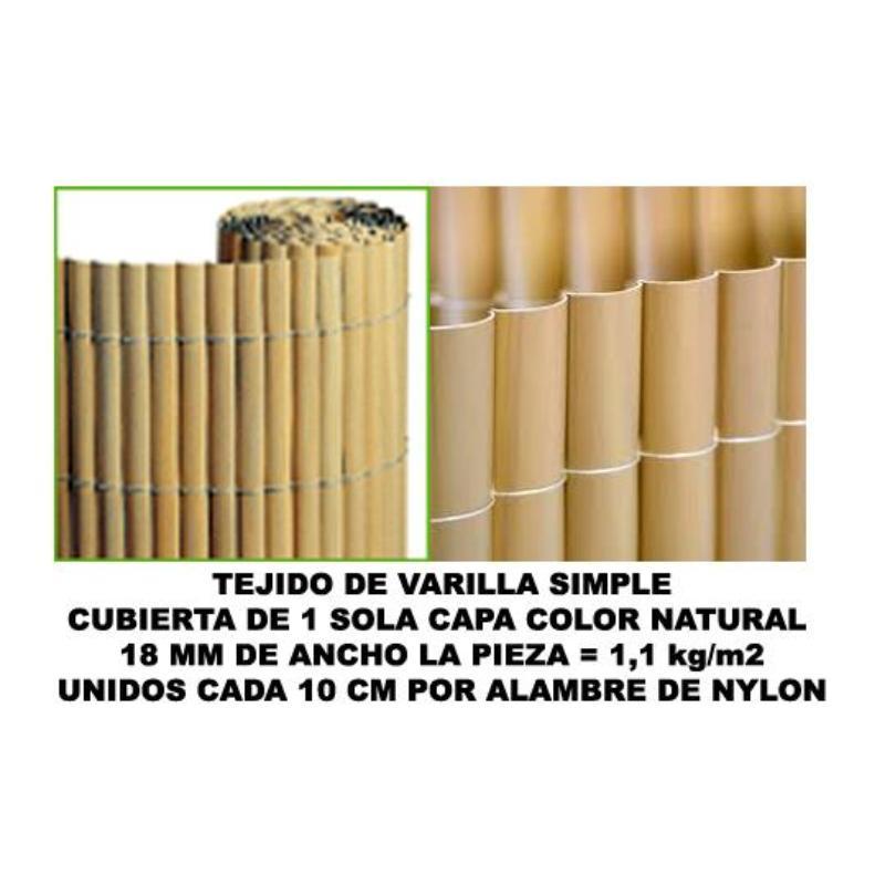 Bambu cañizo pvc 1 cara 18 mm color natural 200x500 cm   mz8006