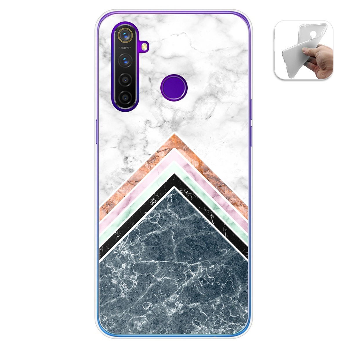 Tumundosmartphone Funda Gel Tpu para Realme 5 Pro diseño Mármol 05 Dibujos