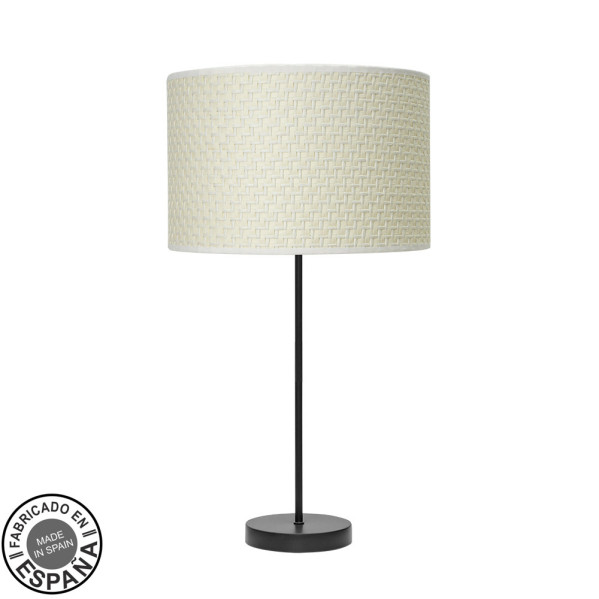 Sobremesa alto moda 1xe27 negro/cañizo blanco 63x30x30 cm
