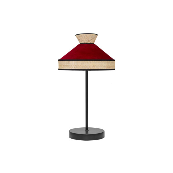 FABRILAMP Lampara Sobremesa con ACABADO Natural/rojo Fabrizio
