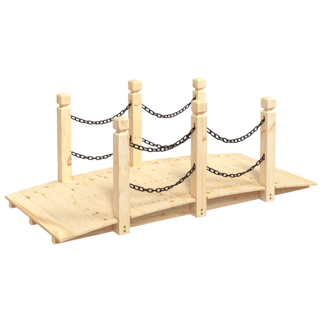 vidaXL Puente de jardín con cadenas madera maciza abeto 150x67x56cm Color Marrón oscuro,  Natural, y mas